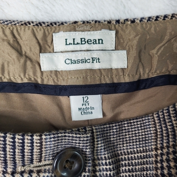 L.L Bean Plaid Houndstooth Black/Tan Dresspants. Size 12 Petite. Item 500955 - Picture 10 of 12